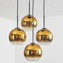 hofstein Koyoto Suspension, Boule lumineuse Or, Clair, 4 lumières