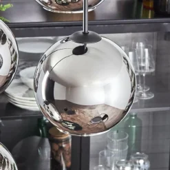 hofstein Koyoto Suspension, Boule lumineuse Chrome, Fumé, 4 lumières