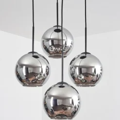 hofstein Koyoto Suspension, Boule lumineuse Chrome, Fumé, 4 lumières
