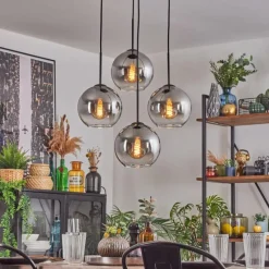 hofstein Koyoto Suspension, Boule lumineuse Clair, Fumé, 4 lumières