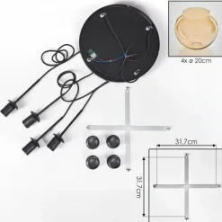 hofstein Koyoto Suspension, Boule lumineuse Ambre, 4 lumières