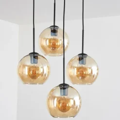hofstein Koyoto Suspension, Boule lumineuse Ambre, 4 lumières
