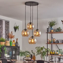 hofstein Koyoto Suspension, Boule lumineuse Ambre, 4 lumières