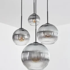 hofstein Koyoto Suspension, Boule lumineuse, Suspension Clair, Fumé, 4 lumières