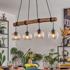 hofstein Koyoto Suspension, Boule lumineuse, Suspension Écru, Noir, 4 lumières