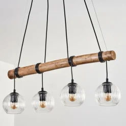 hofstein Koyoto Suspension, Boule lumineuse, Suspension Écru, Noir, 4 lumières