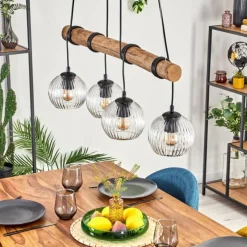 hofstein Koyoto Suspension, Boule lumineuse, Suspension Écru, Noir, 4 lumières