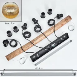 Lampes Dorées-hofstein Koyoto Suspension, Boule lumineuse, Suspension Écru, Noir, 4 lumières