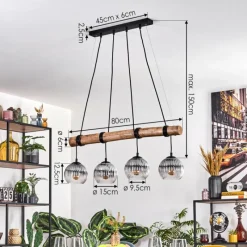 hofstein Koyoto Suspension, Boule lumineuse, Suspension Écru, Noir, 4 lumières