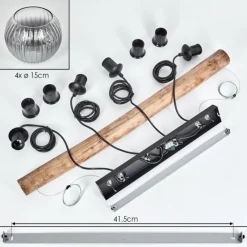 hofstein Koyoto Suspension, Boule lumineuse, Suspension Écru, Noir, 4 lumières