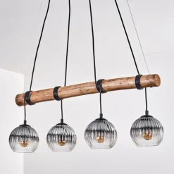 hofstein Koyoto Suspension, Boule lumineuse, Suspension Écru, Noir, 4 lumières
