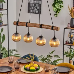 hofstein Koyoto Suspension, Boule lumineuse, Suspension Écru, Noir, 4 lumières