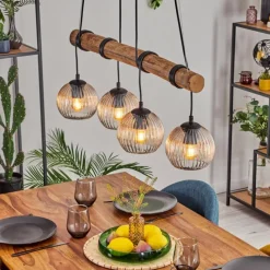 hofstein Koyoto Suspension, Boule lumineuse, Suspension Écru, Noir, 4 lumières