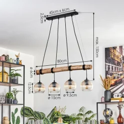 hofstein Koyoto Suspension, Boule lumineuse, Suspension Écru, Noir, 4 lumières