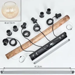 hofstein Koyoto Suspension, Boule lumineuse, Suspension Écru, Noir, 4 lumières