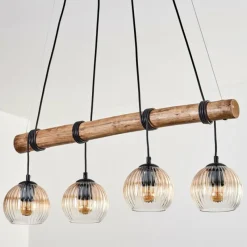 hofstein Koyoto Suspension, Boule lumineuse, Suspension Écru, Noir, 4 lumières