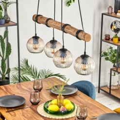 hofstein Koyoto Suspension, Boule lumineuse, Suspension Écru, Noir, 4 lumières