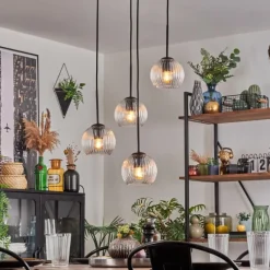 hofstein Koyoto Suspension, Boule lumineuse, Suspension 35 cm Clair, 4 lumières