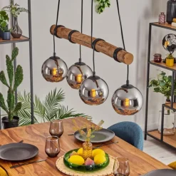 hofstein Koyoto Suspension, Boule lumineuse, Suspension Écru, Noir, 4 lumières