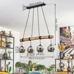 hofstein Koyoto Suspension, Boule lumineuse, Suspension Écru, Noir, 4 lumières