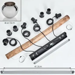 hofstein Koyoto Suspension, Boule lumineuse, Suspension Écru, Noir, 4 lumières