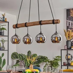 hofstein Koyoto Suspension, Boule lumineuse, Suspension Écru, Noir, 4 lumières