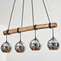 hofstein Koyoto Suspension, Boule lumineuse, Suspension Écru, Noir, 4 lumières