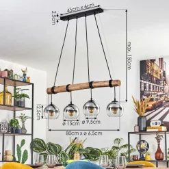 hofstein Koyoto Suspension, Boule lumineuse, Suspension Écru, Noir, 4 lumières