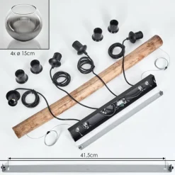 hofstein Koyoto Suspension, Boule lumineuse, Suspension Écru, Noir, 4 lumières