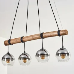 hofstein Koyoto Suspension, Boule lumineuse, Suspension Écru, Noir, 4 lumières