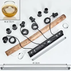 Lampes Dorées-hofstein Koyoto Suspension, Boule lumineuse, Suspension Écru, Noir, 4 lumières