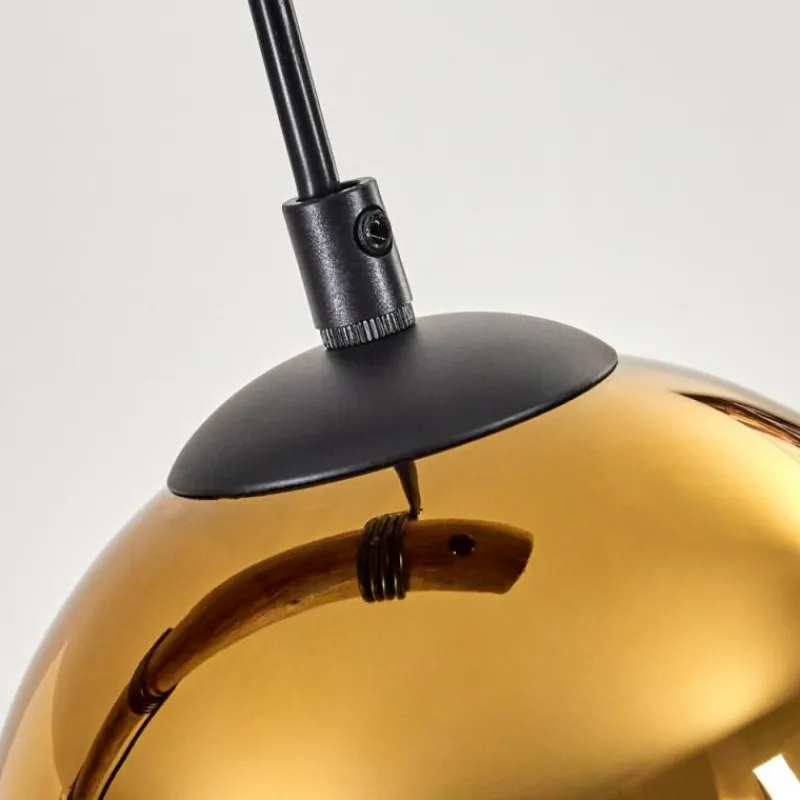 Lampes Dorées-hofstein Koyoto Suspension, Boule lumineuse, Suspension Écru, Noir, 4 lumières