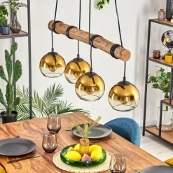 Lampes Dorées-hofstein Koyoto Suspension, Boule lumineuse, Suspension Écru, Noir, 4 lumières