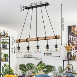 hofstein Koyoto Suspension, Boule lumineuse, Suspension Écru, Noir, 5 lumières