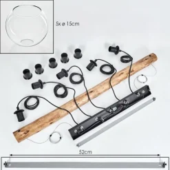 hofstein Koyoto Suspension, Boule lumineuse, Suspension Écru, Noir, 5 lumières