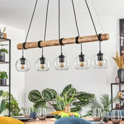 hofstein Koyoto Suspension, Boule lumineuse, Suspension Écru, Noir, 5 lumières