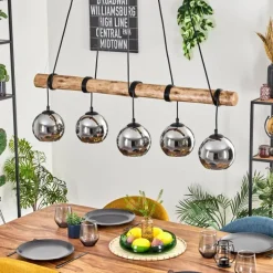 hofstein Koyoto Suspension, Boule lumineuse, Suspension Écru, Noir, 5 lumières