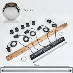 hofstein Koyoto Suspension, Boule lumineuse, Suspension Écru, Noir, 5 lumières