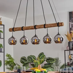 hofstein Koyoto Suspension, Boule lumineuse, Suspension Écru, Noir, 5 lumières