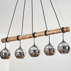hofstein Koyoto Suspension, Boule lumineuse, Suspension Écru, Noir, 5 lumières