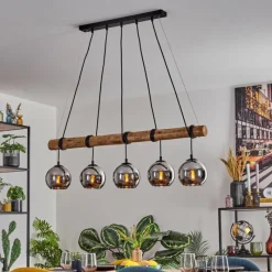 hofstein Koyoto Suspension, Boule lumineuse, Suspension Écru, Noir, 5 lumières