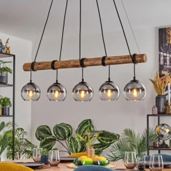 hofstein Koyoto Suspension, Boule lumineuse, Suspension Écru, Noir, 5 lumières