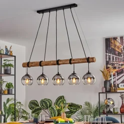 hofstein Koyoto Suspension, Boule lumineuse, Suspension Écru, Noir, 5 lumières