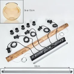 hofstein Koyoto Suspension, Boule lumineuse, Suspension Écru, Noir, 5 lumières