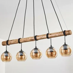 hofstein Koyoto Suspension, Boule lumineuse, Suspension Écru, Noir, 5 lumières