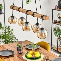 hofstein Koyoto Suspension, Boule lumineuse, Suspension Écru, Noir, 5 lumières