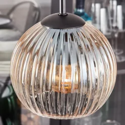 hofstein Koyoto Suspension, Boule lumineuse, Suspension Ambre, Clair, 4 lumières