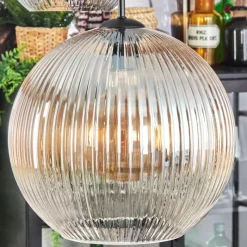hofstein Koyoto Suspension, Boule lumineuse, Suspension Ambre, Clair, Fumé, 4 lumières