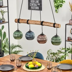 hofstein Koyoto Suspension, Boule lumineuse, Suspension Écru, Noir, 4 lumières