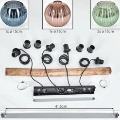 hofstein Koyoto Suspension, Boule lumineuse, Suspension Écru, Noir, 4 lumières